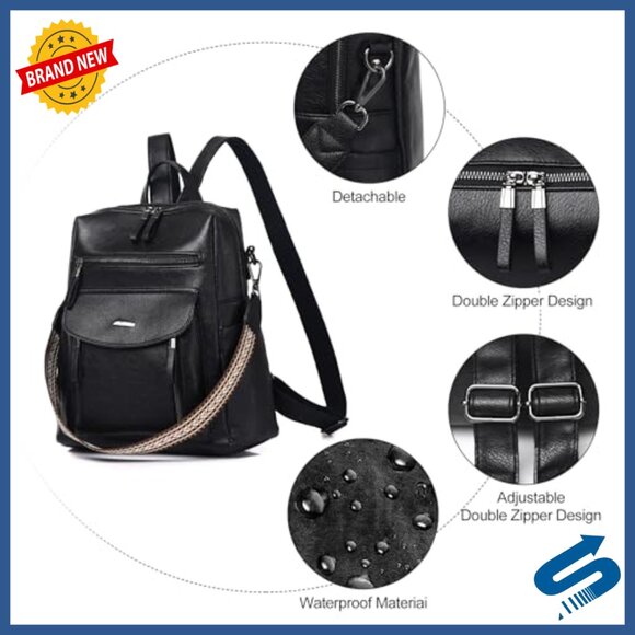 PU Leather Women\'s Backpack Purse Adjustable Strap Multi-Pocket Travel Bag main image 6